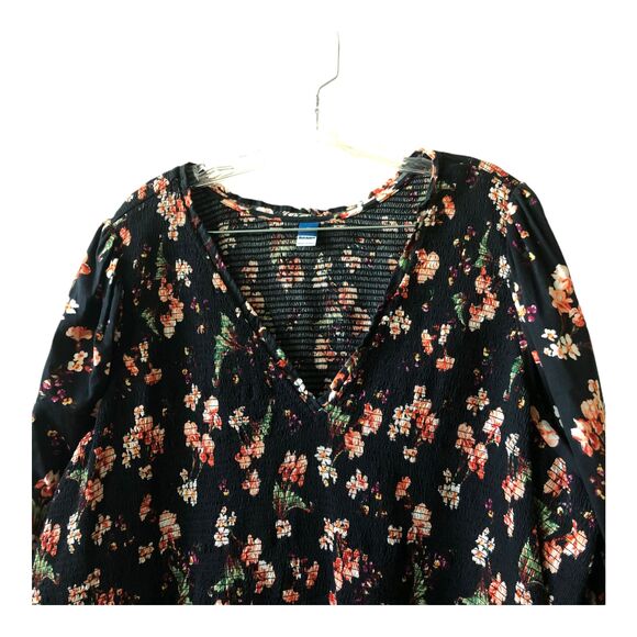 Old Navy Women's Maxi Dress Plus 4X Floral Boho Peasant Smocked Cottage V-Neck - Picture 4 of 9